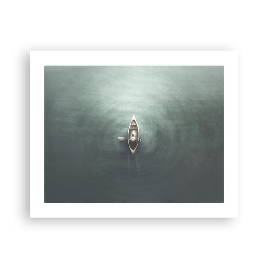 Obraz - Plakat - Przez księżycowe jezioro - 50x40cm - Spokój Jezioro Kajak - Foto Plakaty bez ramy do Salonu Sypialni ARTTOR ARTTOR