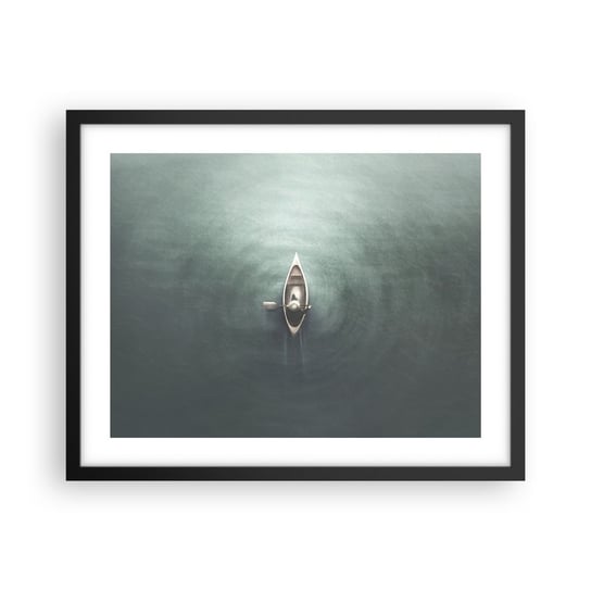 Obraz - Plakat - Przez księżycowe jezioro - 50x40cm - Spokój Jezioro Kajak - Foto Plakaty w ramie koloru czarnego do Salonu Sypialni ARTTOR ARTTOR