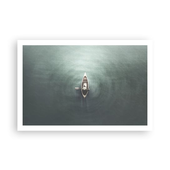 Obraz - Plakat - Przez księżycowe jezioro - 91x61cm - Spokój Jezioro Kajak - Foto Plakaty na ścianę bez ramy - Plakat do Salonu Sypialni ARTTOR ARTTOR