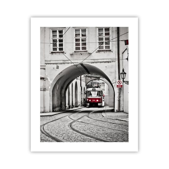 Obraz - Plakat - Przez miejski labirynt - 40x50cm - Miasto Tramwaj Praga - Foto Plakaty bez ramy do Salonu Sypialni ARTTOR ARTTOR