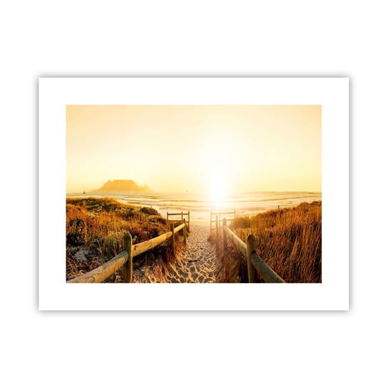 Obraz - Plakat - Przez wydmę, w stronę słońca - 40x30cm - Krajobraz Plaża Zachód Słońca - Foto Plakaty na ścianę bez ramy - Plakat do Salonu Sypialni ARTTOR ARTTOR