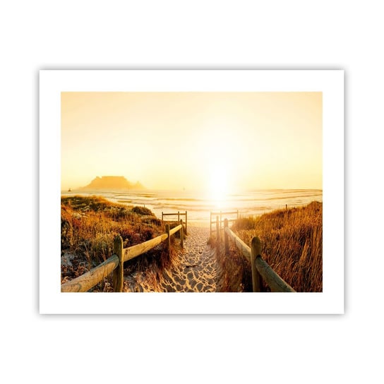 Obraz - Plakat - Przez wydmę, w stronę słońca - 50x40cm - Krajobraz Plaża Zachód Słońca - Foto Plakaty bez ramy do Salonu Sypialni ARTTOR ARTTOR