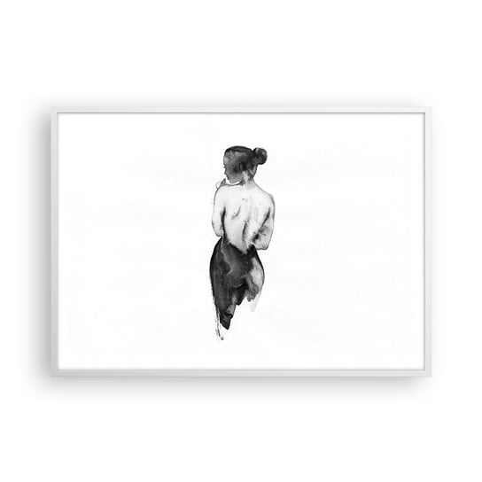 Obraz - Plakat - Przy niej świat znika - 100x70cm - Kobieta Ciało Kobiety Grafika - Foto Plakaty w ramie koloru białego do Salonu Sypialni ARTTOR ARTTOR