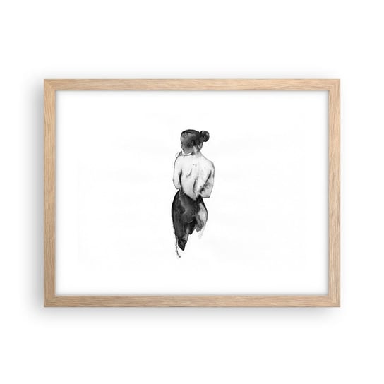 Obraz - Plakat - Przy niej świat znika - 40x30cm - Kobieta Ciało Kobiety Grafika - Foto Plakaty na ścianę w ramie jasny dąb - Plakat do Salonu Sypialni ARTTOR ARTTOR