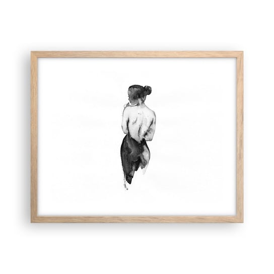 Obraz - Plakat - Przy niej świat znika - 50x40cm - Kobieta Ciało Kobiety Grafika - Foto Plakaty w ramie koloru jasny dąb do Salonu Sypialni ARTTOR ARTTOR