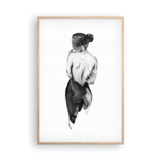 Obraz - Plakat - Przy niej świat znika - 61x91cm - Kobieta Ciało Kobiety Grafika - Foto Plakaty na ścianę w ramie jasny dąb - Plakat do Salonu Sypialni ARTTOR ARTTOR