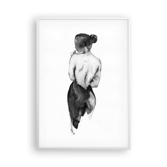 Obraz - Plakat - Przy niej świat znika - 70x100cm - Kobieta Ciało Kobiety Grafika - Foto Plakaty w ramie koloru białego do Salonu Sypialni ARTTOR ARTTOR