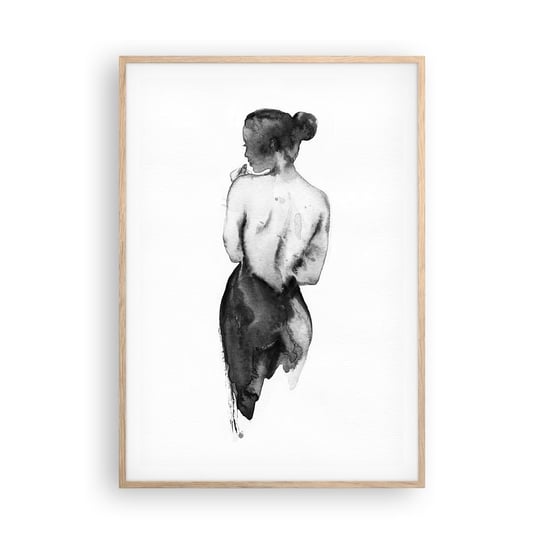 Obraz - Plakat - Przy niej świat znika - 70x100cm - Kobieta Ciało Kobiety Grafika - Foto Plakaty w ramie koloru jasny dąb do Salonu Sypialni ARTTOR ARTTOR
