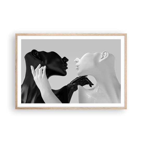 Obraz - Plakat - Przyciąganie – pożądanie - 91x61cm - Abstrakcja Manekin Posąg - Foto Plakaty na ścianę w ramie jasny dąb - Plakat do Salonu Sypialni ARTTOR ARTTOR