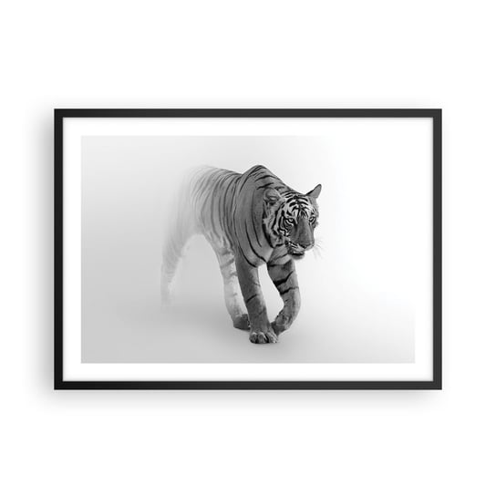 Obraz - Plakat - Przyczajony we mgle - 70x50cm - Zwierzęta Tygrys Drapieżnik - Nowoczesny modny obraz Plakat czarna rama ARTTOR ARTTOR
