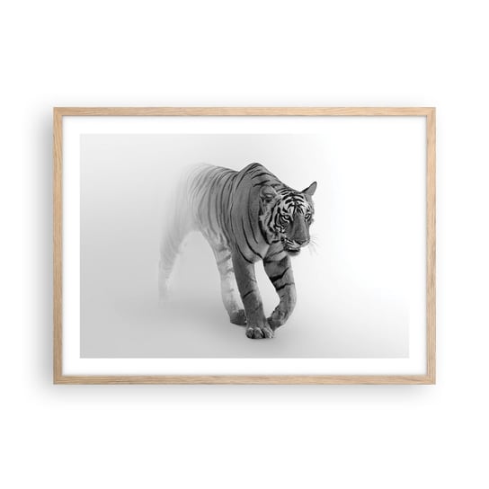 Obraz - Plakat - Przyczajony we mgle - 70x50cm - Zwierzęta Tygrys Drapieżnik - Nowoczesny modny obraz Plakat rama jasny dąb ARTTOR ARTTOR