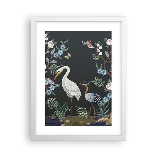 Obraz - Plakat - Ptasia parada - 30x40cm - Zwierzęta Kwiaty Ptak - Foto Plakaty na ścianę w ramie białej - Plakat do Salonu Sypialni ARTTOR ARTTOR