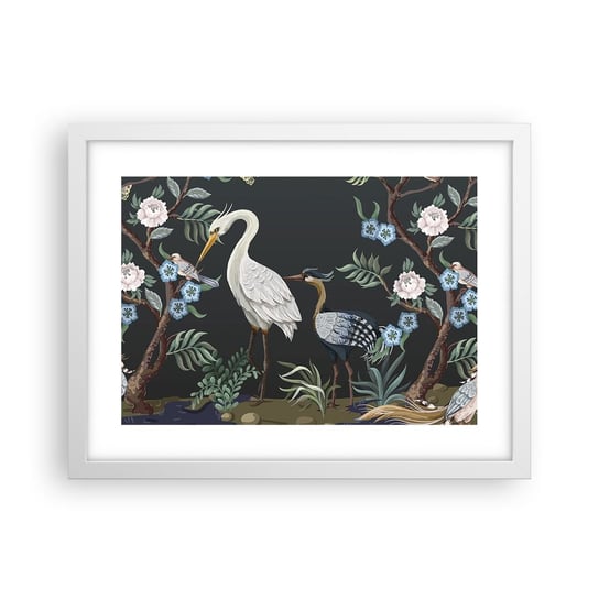 Obraz - Plakat - Ptasia parada - 40x30cm - Zwierzęta Kwiaty Ptak - Foto Plakaty na ścianę w ramie białej - Plakat do Salonu Sypialni ARTTOR ARTTOR