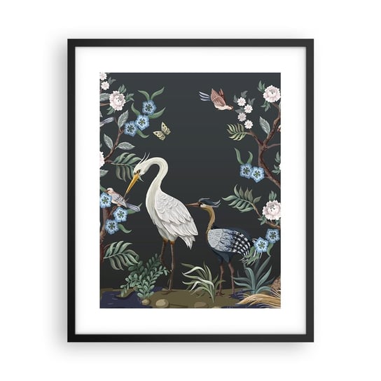 Obraz - Plakat - Ptasia parada - 40x50cm - Zwierzęta Kwiaty Ptak - Foto Plakaty w ramie koloru czarnego do Salonu Sypialni ARTTOR ARTTOR