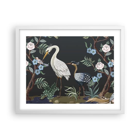 Obraz - Plakat - Ptasia parada - 50x40cm - Zwierzęta Kwiaty Ptak - Foto Plakaty w ramie koloru białego do Salonu Sypialni ARTTOR ARTTOR