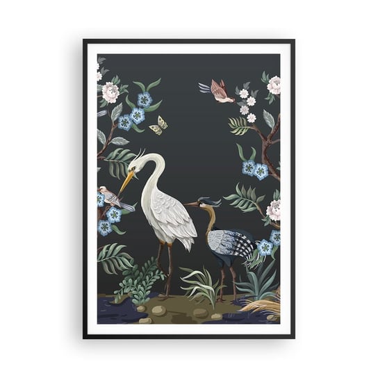 Obraz - Plakat - Ptasia parada - 70x100cm - Zwierzęta Kwiaty Ptak - Foto Plakaty w ramie koloru czarnego do Salonu Sypialni ARTTOR ARTTOR