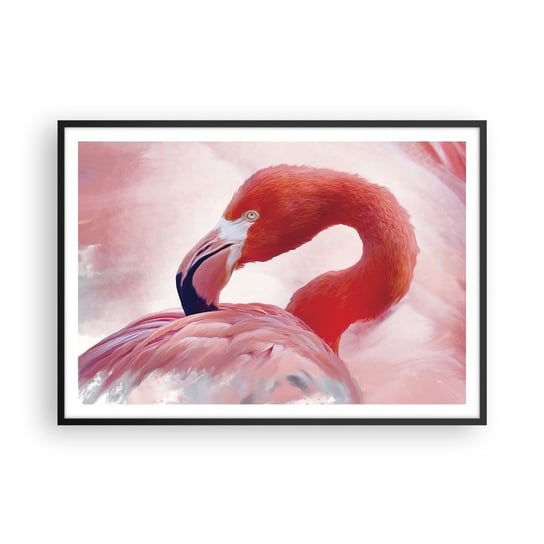Obraz - Plakat - Ptasia uroda - 100x70cm - Flaming Ptak Natura - Foto Plakaty w ramie koloru czarnego do Salonu Sypialni ARTTOR ARTTOR