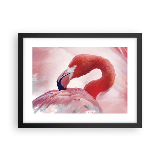 Obraz - Plakat - Ptasia uroda - 40x30cm - Flaming Ptak Natura - Foto Plakaty na ścianę w czarnej ramie - Plakat do Salonu Sypialni ARTTOR ARTTOR