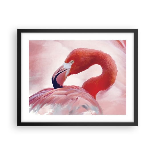 Obraz - Plakat - Ptasia uroda - 50x40cm - Flaming Ptak Natura - Foto Plakaty w ramie koloru czarnego do Salonu Sypialni ARTTOR ARTTOR