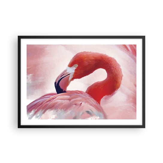 Obraz - Plakat - Ptasia uroda - 70x50cm - Flaming Ptak Natura - Nowoczesny modny obraz Plakat czarna rama ARTTOR ARTTOR