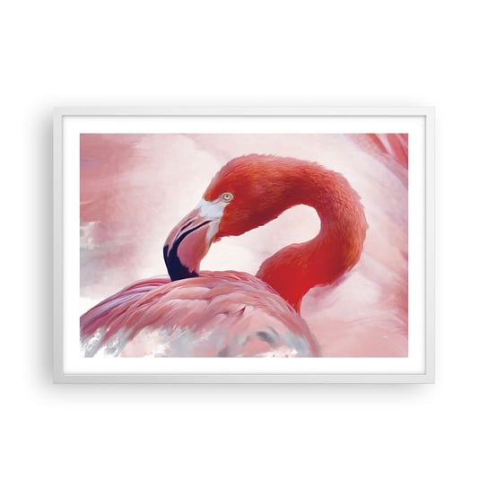 Obraz - Plakat - Ptasia uroda - 70x50cm - Flaming Ptak Natura - Nowoczesny modny obraz Plakat rama biała ARTTOR ARTTOR