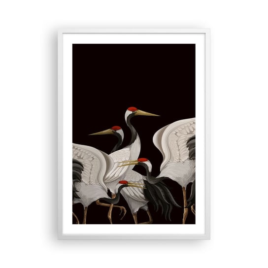 Obraz - Plakat - Ptasie sprawy - 50x70cm - Żurawie Ptaki Sztuka - Nowoczesny modny obraz Plakat rama biała ARTTOR ARTTOR