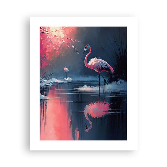 Obraz - Plakat - Ptasie ustronie - 40x50cm - Flamingi Pejzaż Natura - Foto Plakaty bez ramy do Salonu Sypialni ARTTOR ARTTOR