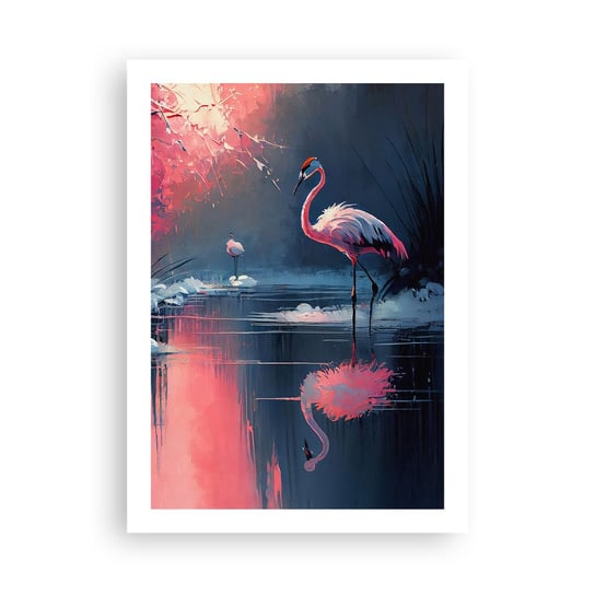Obraz - Plakat - Ptasie ustronie - 50x70cm - Flamingi Pejzaż Natura - Nowoczesny modny obraz Plakat bez ramy do Salonu Sypialni ARTTOR ARTTOR