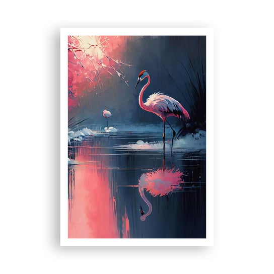 Obraz - Plakat - Ptasie ustronie - 70x100cm - Flamingi Pejzaż Natura - Foto Plakaty bez ramy na ścianę do Salonu Sypialni ARTTOR ARTTOR
