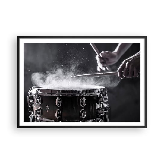 Obraz - Plakat - Puls muzyki - 100x70cm - Muzyka Instrument Muzyczny Werbel - Foto Plakaty w ramie koloru czarnego do Salonu Sypialni ARTTOR ARTTOR