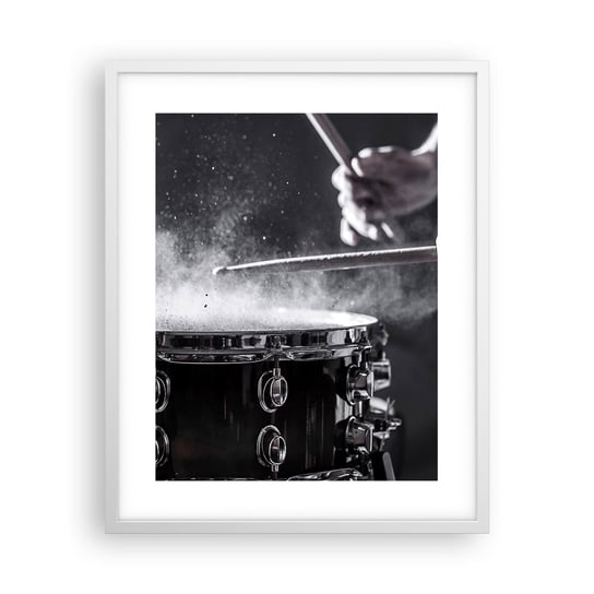 Obraz - Plakat - Puls muzyki - 40x50cm - Muzyka Instrument Muzyczny Werbel - Foto Plakaty w ramie koloru białego do Salonu Sypialni ARTTOR ARTTOR