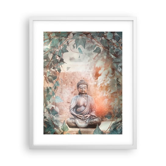 Obraz - Plakat - Radosna harmonia - 40x50cm - Budda Rzeźba Indie - Foto Plakaty w ramie koloru białego do Salonu Sypialni ARTTOR ARTTOR