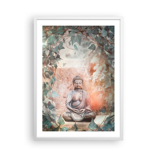 Obraz - Plakat - Radosna harmonia - 50x70cm - Budda Rzeźba Indie - Nowoczesny modny obraz Plakat rama biała ARTTOR ARTTOR