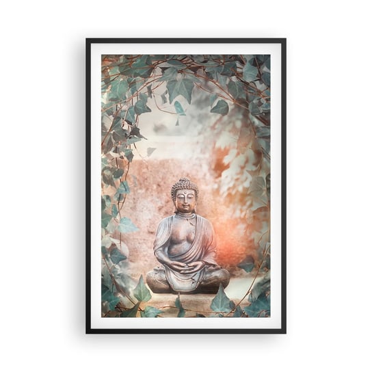 Obraz - Plakat - Radosna harmonia - 61x91cm - Budda Rzeźba Indie - Foto Plakaty na ścianę w czarnej ramie - Plakat do Salonu Sypialni ARTTOR ARTTOR