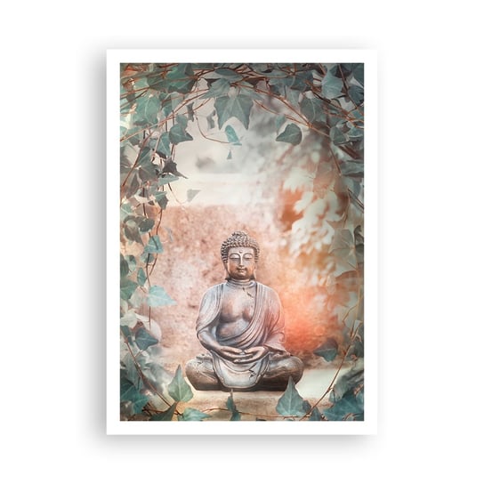 Obraz - Plakat - Radosna harmonia - 70x100cm - Budda Rzeźba Indie - Foto Plakaty bez ramy na ścianę do Salonu Sypialni ARTTOR ARTTOR