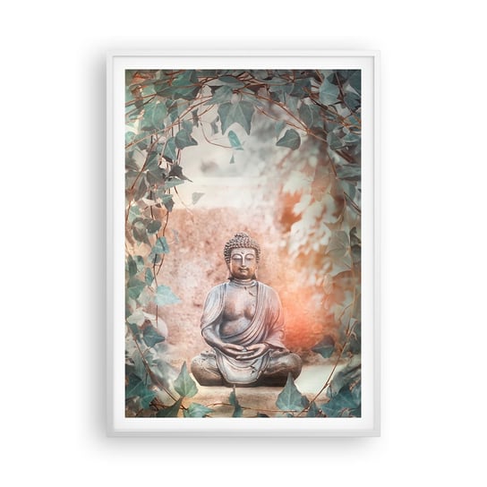 Obraz - Plakat - Radosna harmonia - 70x100cm - Budda Rzeźba Indie - Foto Plakaty w ramie koloru białego do Salonu Sypialni ARTTOR ARTTOR