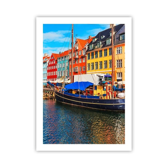 Obraz - Plakat - Radosne nabrzeże - 50x70cm - Kopenhaga Stare Miasto Architektura - Nowoczesny modny obraz Plakat bez ramy do Salonu Sypialni ARTTOR ARTTOR