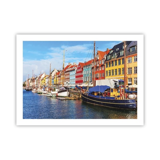 Obraz - Plakat - Radosne nabrzeże - 70x50cm - Kopenhaga Stare Miasto Architektura - Nowoczesny modny obraz Plakat bez ramy do Salonu Sypialni ARTTOR ARTTOR