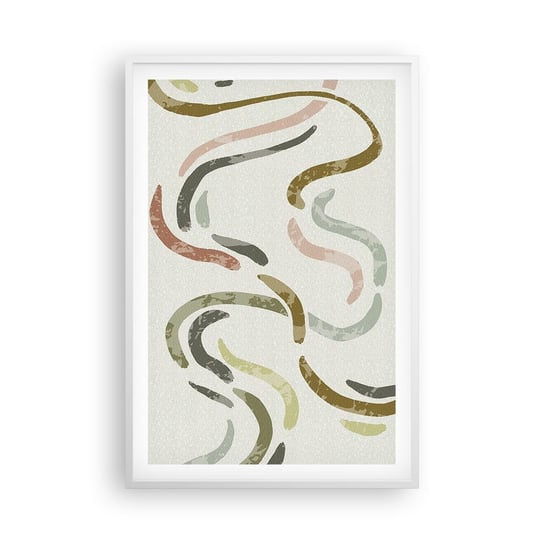 Obraz - Plakat - Radosny taniec abstrakcji - 61x91cm - Pastelowy Minimalistyczny Jasny - Foto Plakaty na ścianę w ramie białej - Plakat do Salonu Sypialni ARTTOR ARTTOR
