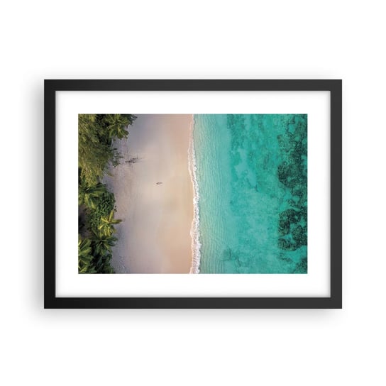 Obraz - Plakat - Rajska plaża - 40x30cm - Krajobraz Plaża Morze - Foto Plakaty na ścianę w czarnej ramie - Plakat do Salonu Sypialni ARTTOR ARTTOR