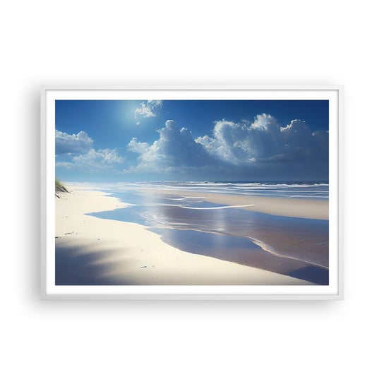 Obraz - Plakat - Rajskie wakacje - 100x70cm - Plaża Ocean Wakacje - Foto Plakaty w ramie koloru białego do Salonu Sypialni ARTTOR ARTTOR