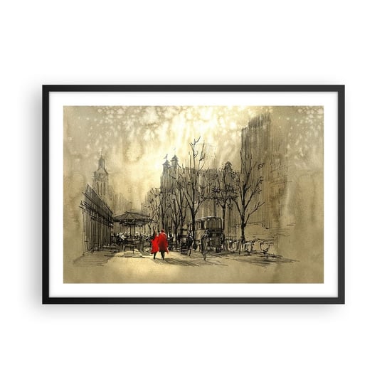 Obraz - Plakat - Randka w londyńskiej mgle  - 70x50cm - Miasto Londyn Architektura - Nowoczesny modny obraz Plakat czarna rama ARTTOR ARTTOR