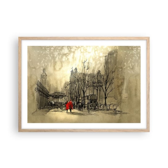 Obraz - Plakat - Randka w londyńskiej mgle  - 70x50cm - Miasto Londyn Architektura - Nowoczesny modny obraz Plakat rama jasny dąb ARTTOR ARTTOR