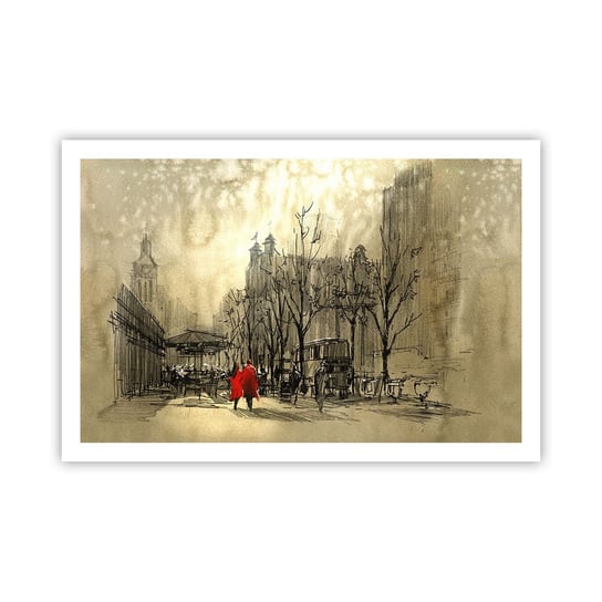 Obraz - Plakat - Randka w londyńskiej mgle  - 91x61cm - Miasto Londyn Architektura - Foto Plakaty na ścianę bez ramy - Plakat do Salonu Sypialni ARTTOR ARTTOR
