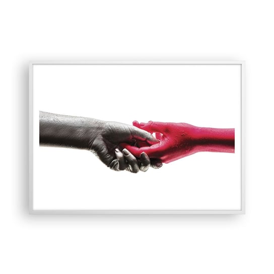 Obraz - Plakat - Razem, choć inni - 100x70cm - Ludzkie Dłonie Ręka Abstrakcja - Foto Plakaty w ramie koloru białego do Salonu Sypialni ARTTOR ARTTOR