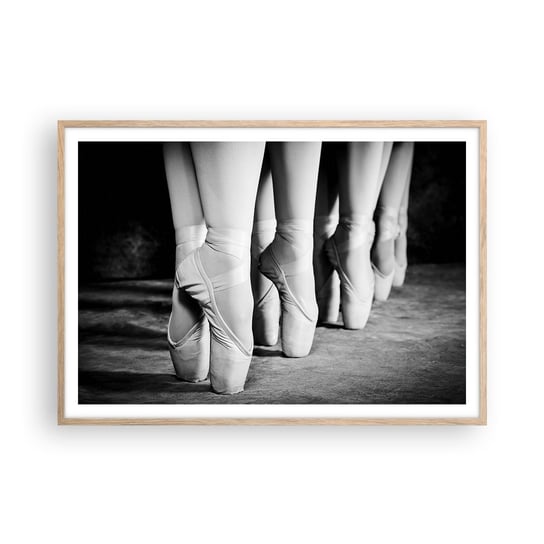 Obraz - Plakat - Razem, lekko - 100x70cm - Baletnica Balet Taniec - Foto Plakaty w ramie koloru jasny dąb do Salonu Sypialni ARTTOR ARTTOR