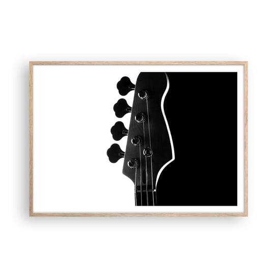 Obraz - Plakat - Rockowa cisza  - 100x70cm - Gitara Muzyka Nowoczesny - Foto Plakaty w ramie koloru jasny dąb do Salonu Sypialni ARTTOR ARTTOR