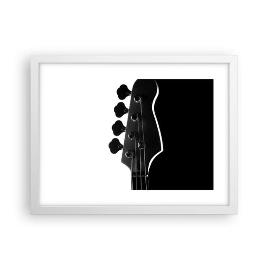 Obraz - Plakat - Rockowa cisza  - 40x30cm - Gitara Muzyka Nowoczesny - Foto Plakaty na ścianę w ramie białej - Plakat do Salonu Sypialni ARTTOR ARTTOR