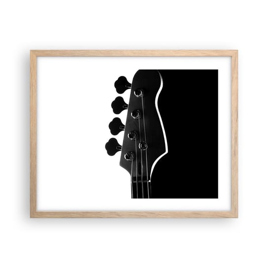 Obraz - Plakat - Rockowa cisza  - 50x40cm - Gitara Muzyka Nowoczesny - Foto Plakaty w ramie koloru jasny dąb do Salonu Sypialni ARTTOR ARTTOR