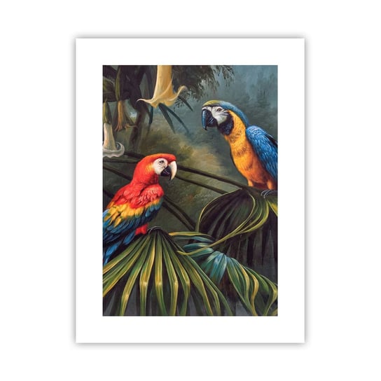 Obraz - Plakat - Romantyzm w tropikach - 30x40cm - Papuga Ara Zwierzęta Las Tropikalny - Foto Plakaty na ścianę bez ramy - Plakat do Salonu Sypialni ARTTOR ARTTOR